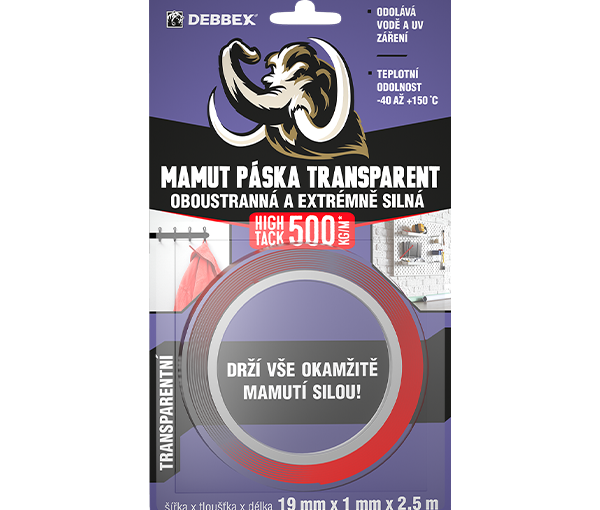 Den Braven Obojstranná páska HIGH TACK CLEAR 19 mm x 2,5 m, transparentná
