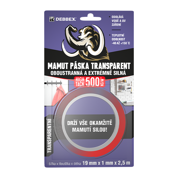 Den Braven Obojstranná páska HIGH TACK CLEAR 19 mm x 2,5 m, transparentná